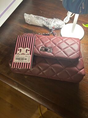 DG Quilted Crossbody Bag in Wine Red